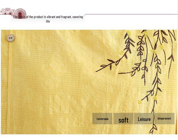 Mid-Age Women's Summer Cotton Linen Embroidered Two-Piece Set: Short Sleeve Top & Pants, Plus Size, Loose Fit