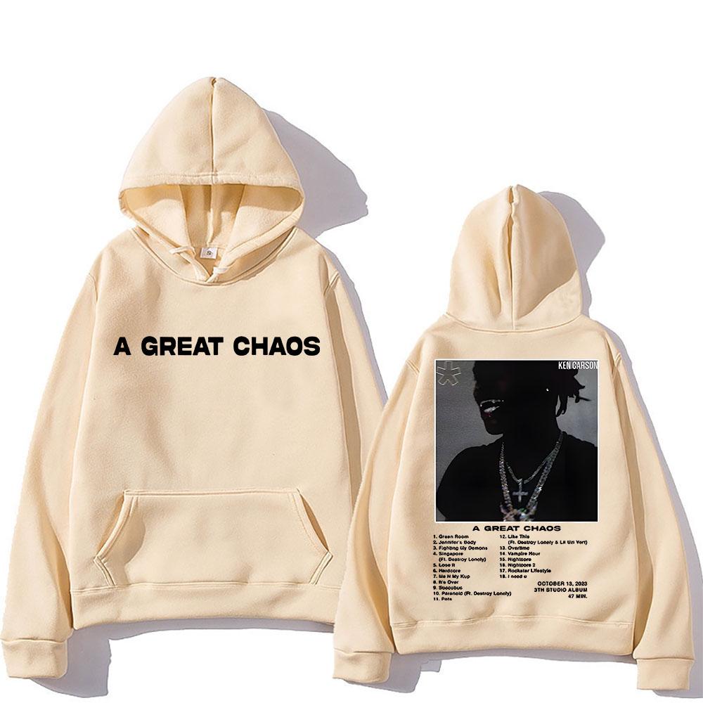 Ken Carson Hoodie A Great Chaos Long-sleeved Casual Fleece Sweatshirt Graphic Printing O-neck Clothing Men Hoody