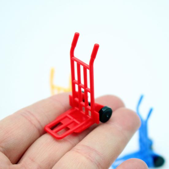 Miniature Dollhouse Accessories Platform Trolley Fork Lift Hand Cart Set Doll House Scene Ornament Mini Flat Cart Pallet Truck Dolly