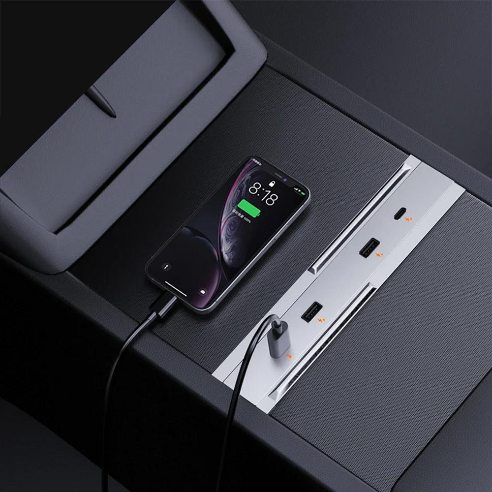 65W Expansion Dock Central Control Charging Shunt USB HUB Accessories Extender Fast Intelligent For Tesla Model 3 Highland 2025