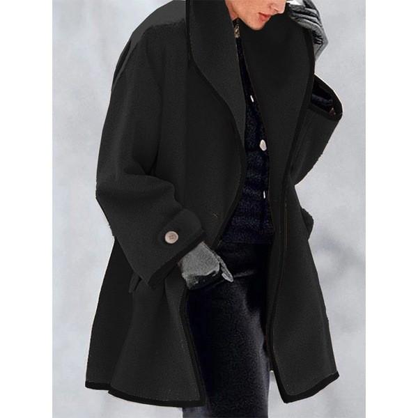 Classic Womens Wool Coat With Solid Color And Button Design For Autumn Winter Casual Wear