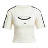 Originals Cali Tee Cutout Slim Fit Striped Round Neck Versatile Short Sleeve Drop Shoulder T-Shirt Women Tops Off-White Black JJ3090