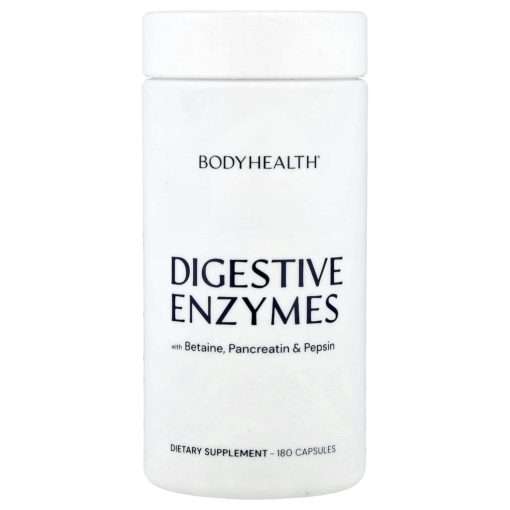 BodyHealth Digestive Enzymes with Betaine, Pancreatin, and Pepsin, 180 Capsules