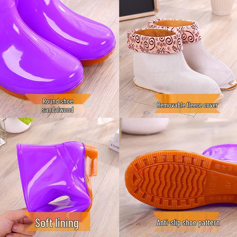 Women's Oxford Sole Waterproof Short Rain Boots - Non-Slip Fashion Outerwear Rubber Shoes