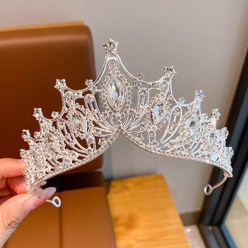 High-End Crown Headgear Princess Children'S Light Luxury Crystal Crown Birthday Gift Girls June 1 Performance Crown Hair Accessories