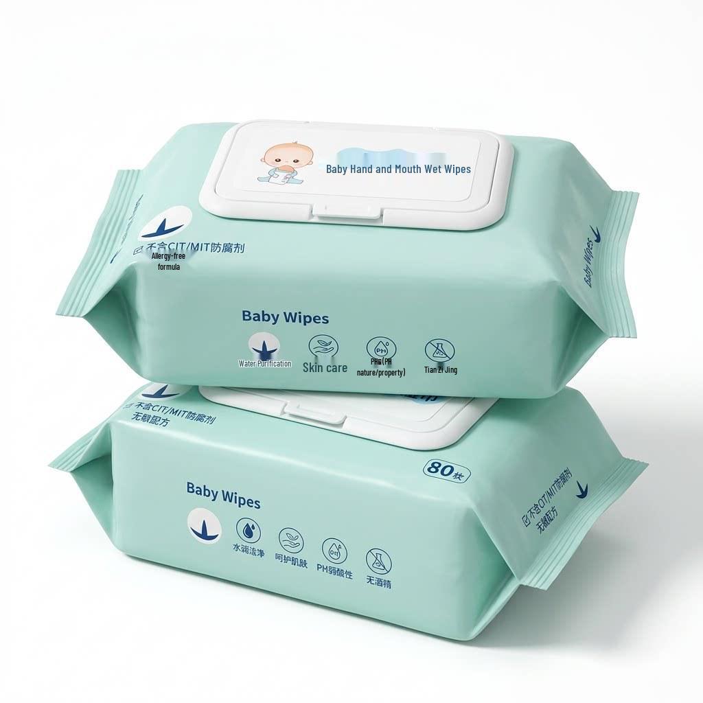 Enlarged Infant & Baby Hand and Mouth Wet Wipes - 80 Count Family Pack with Lid
