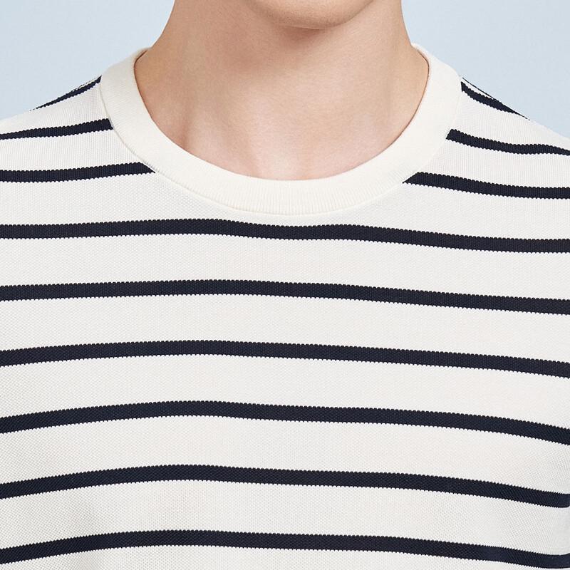 Men's Striped Mulberry Silk Blend Short Sleeve T-Shirt