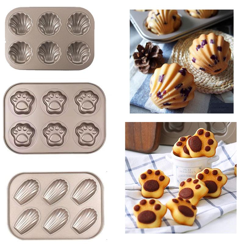 Gold Non-Stick Dog Paw Cake Pan Carbon Steel Baking Mold Champagne Cake Tray Pastry Tools for Bread Bakery Animal Cake Molds