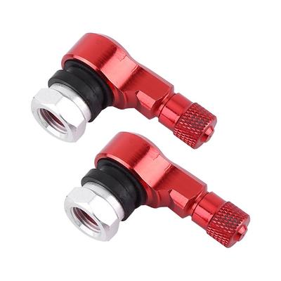 Tire Valve, 2pcs 11.3mm Universal Motorcycle Aluminum Wheel Tire Valve Stem Cap 90 Degree (Valve Stem Extension) (Red)