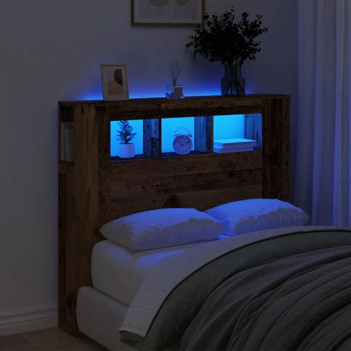 VidaXL LED Headboard Old Wood 120x18.5x103.5cm Engineered Wood, Headboard, Headboard with Shelves, Headboard 857684