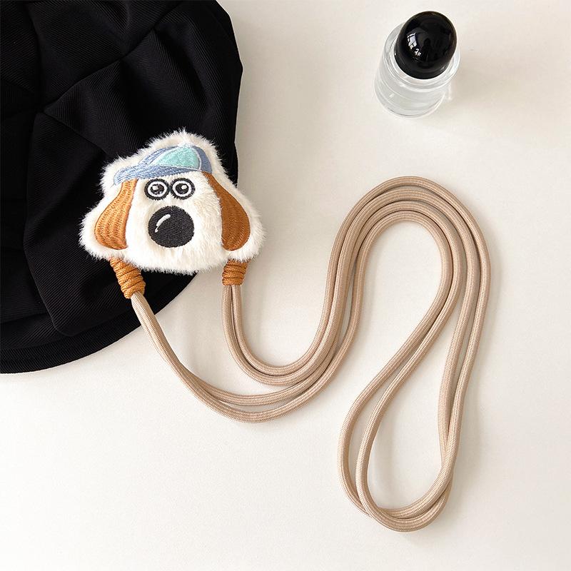 Plush Cartoon Puppy Capybara Mobile Phone Back Clip Women'S Cute Adjustable Retractable Messenger Rope Strap