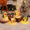 Christmas Gingerbread House with Santa & Snowman - Small Resin Micro Landscape Ornament