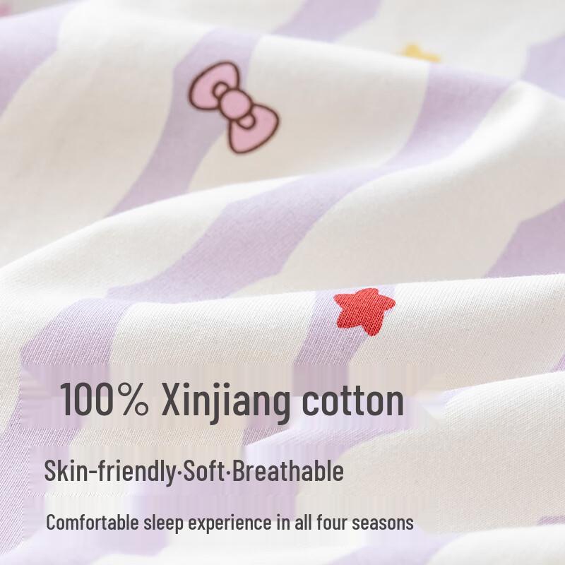 Fenteng Girls' Striped Rabbit Antibacterial Cotton Pajama Set