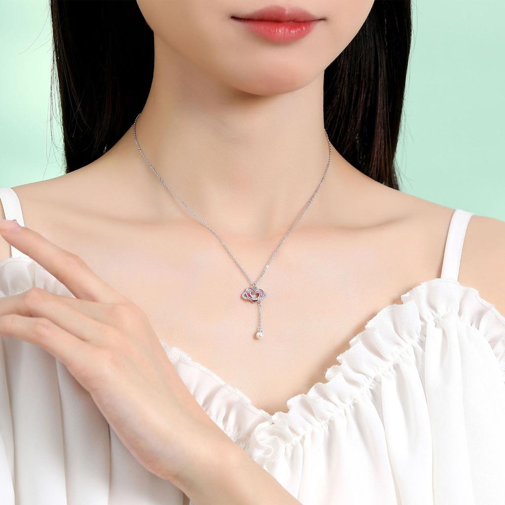 925 Sterling Silver Electroplated Heart-shaped Necklace Women Unique Design Fresh Sweet Non-fading Tassel Autumn Winter Chain