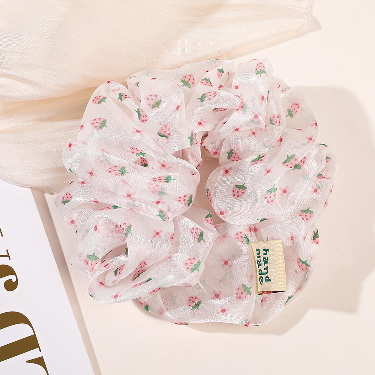 

1 шт. шифоновая резинка для волос с клубникой, большая, в корейском стиле, головной убор, милая фруктовая резинка для хвостика и пучка для девочек