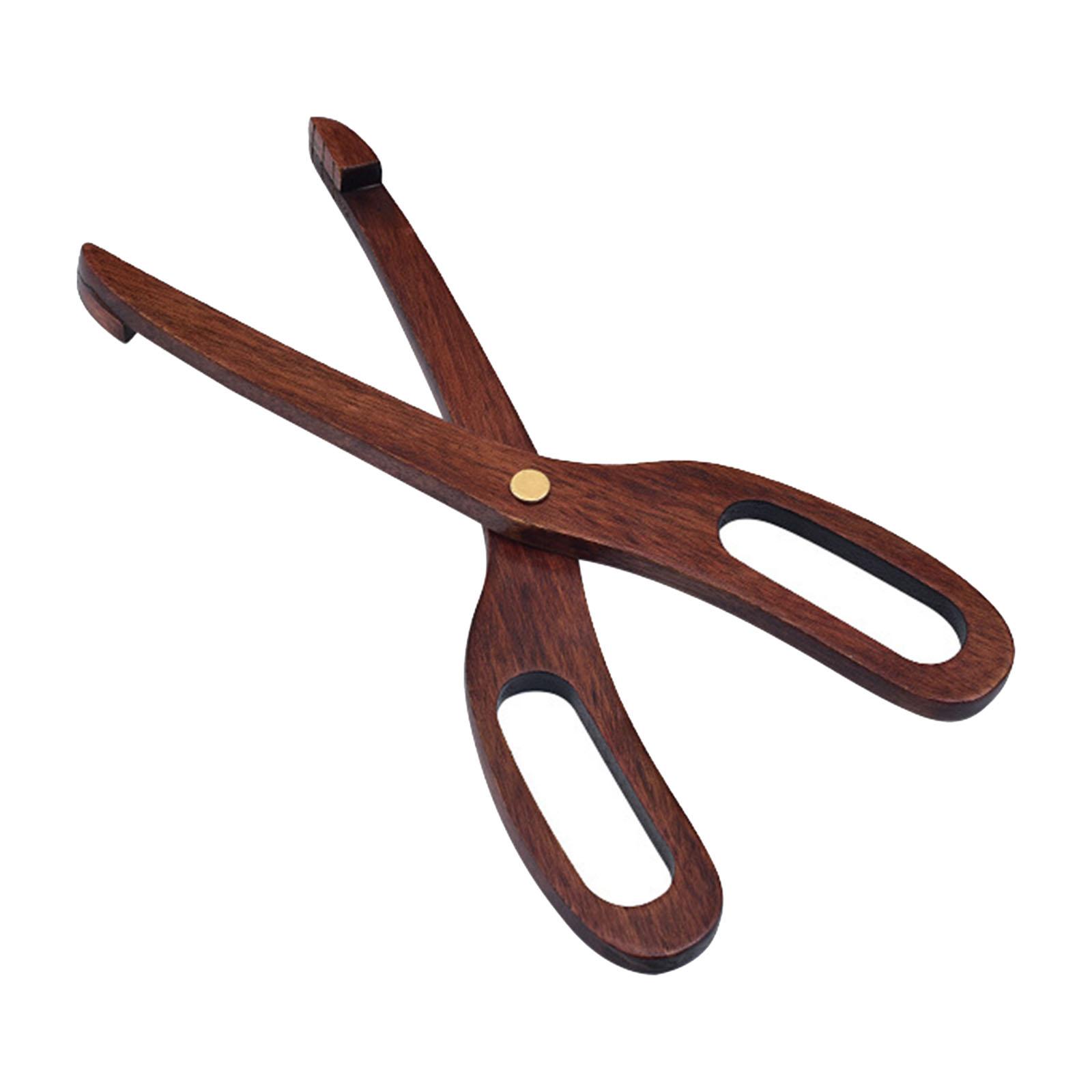 Wooden Kitchen Tongs Food Clamp Scissor Type Non Slip Kitchen Toast Barbecue Tongs BBQ Bread Clip for Tossing Salads Barbecue