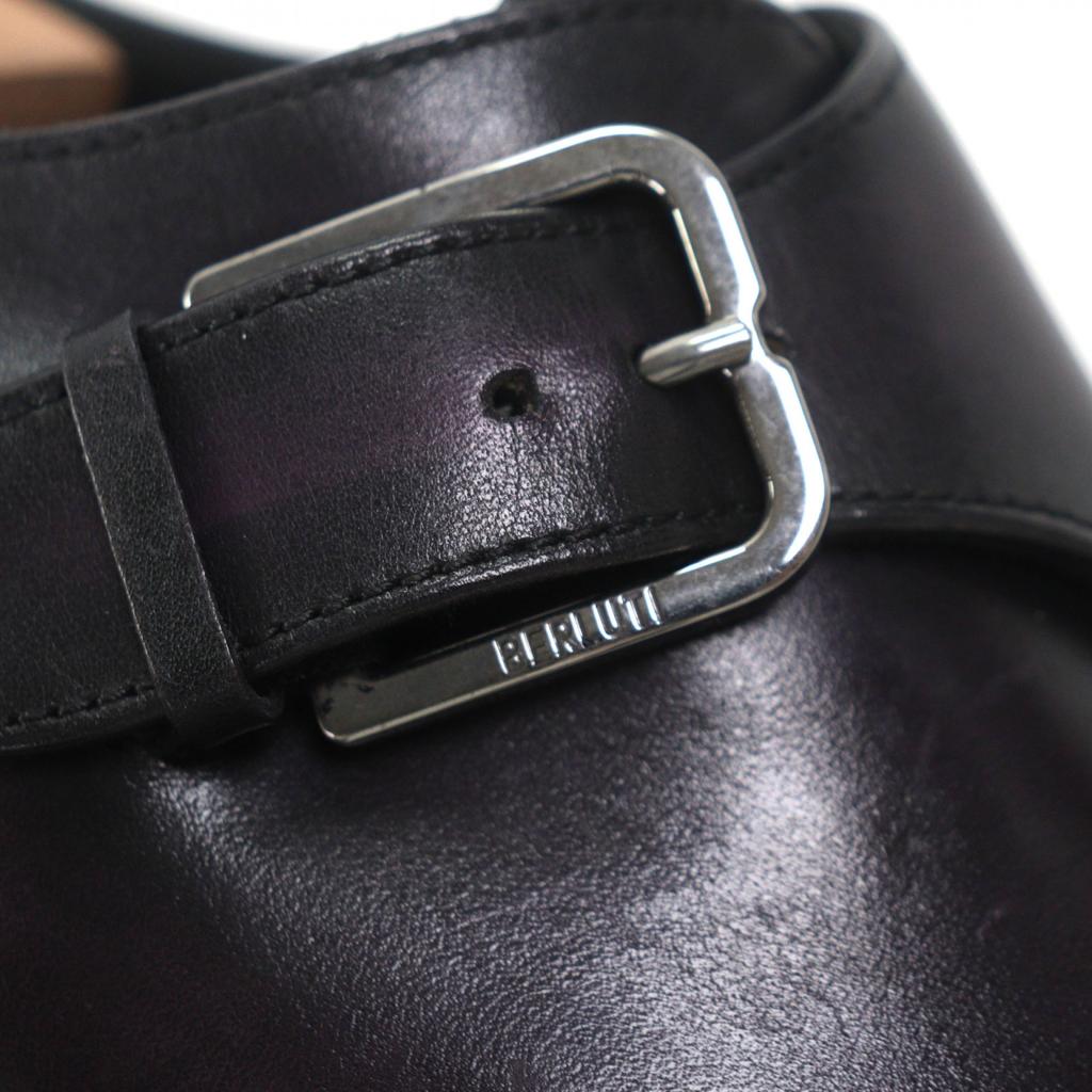 Excellent BERLUTI Leather Shoes Incision Detail Purple Patine Leather Mens 6 Used