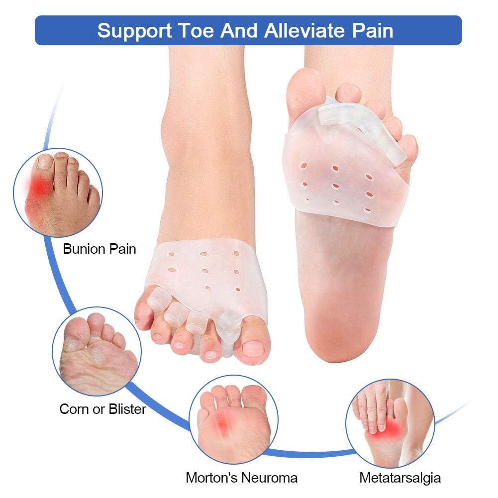 Cetaplast 2-in-1 Toe Separators & Metatarsal Pads for Bunion Gel Toe Straighteners for Yoga, Walking, Dancing | Day & Night Pain Relief | Toe Ali