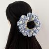 Bow Elastic Hair Bands Blue Embroidery Large Hair Scrunchies Sweet Exaggerated Hair Rope  Ladies