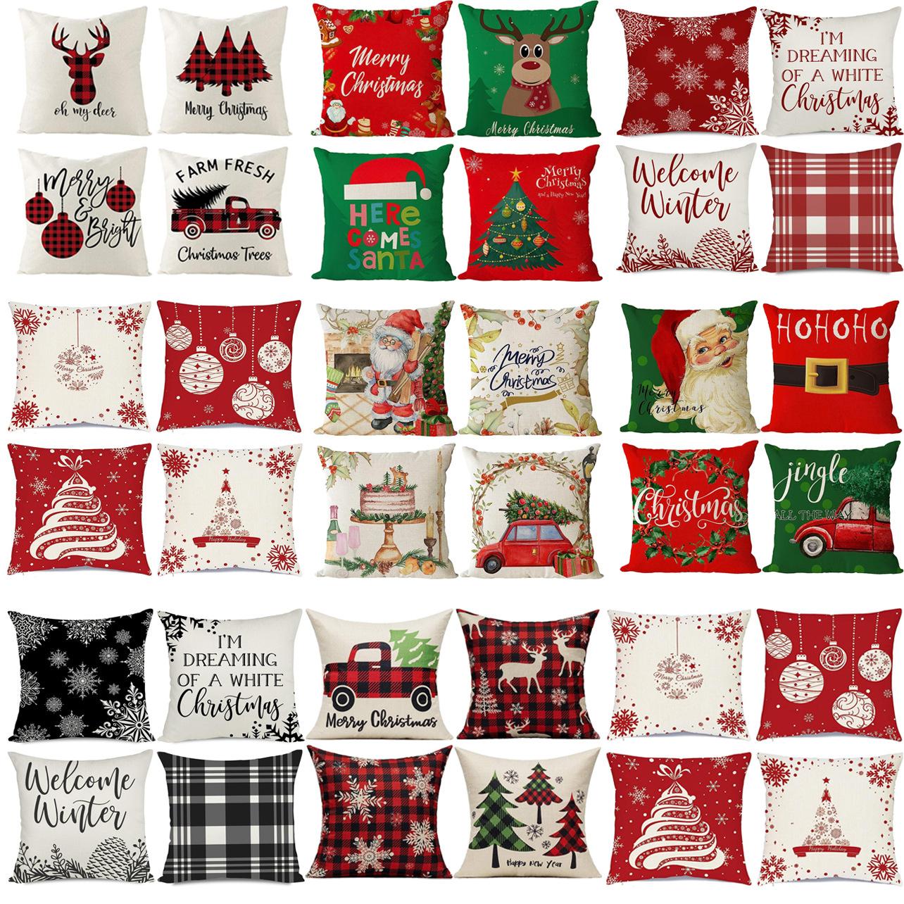 

Christmas Pillow Cushion Home Living Room Festive Atmosphere Decoration Backrest Car Waist Cushion 45 * 45Cm [without core]