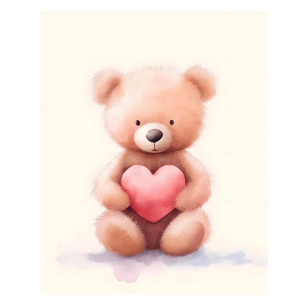 Teddy Bear With A Heart Full Of Love Teddy Bear With A Heart Full Of Love, 70X100 Cm, Dark Brown Wooden Frame, 230 Gsm Matte Paper