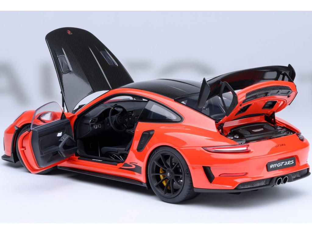 AUTOart Porsche 911 GT3 RS Weissach Package Orange Carbon Black Scale Model 78177 991.2 1/18