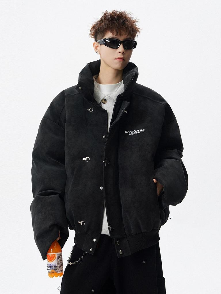 Unisex Retro Stehkragen Baumwoll Daunenjacke, Herbst/Winter High Street Stil, Locker und Vielseitig.
