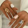 4pcs Elegant Imitation Baroque Pearl Ring Set for Women Vintage Statement Adjustable Rings Daily Wear Jewelry