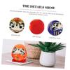 YARDWE Japanese Ceramic Daruma Egg Lucky Decorations for Car and Home Exquisite Traditional Crafts for Wealth and Set of 5 Figurines, Decor, Design,