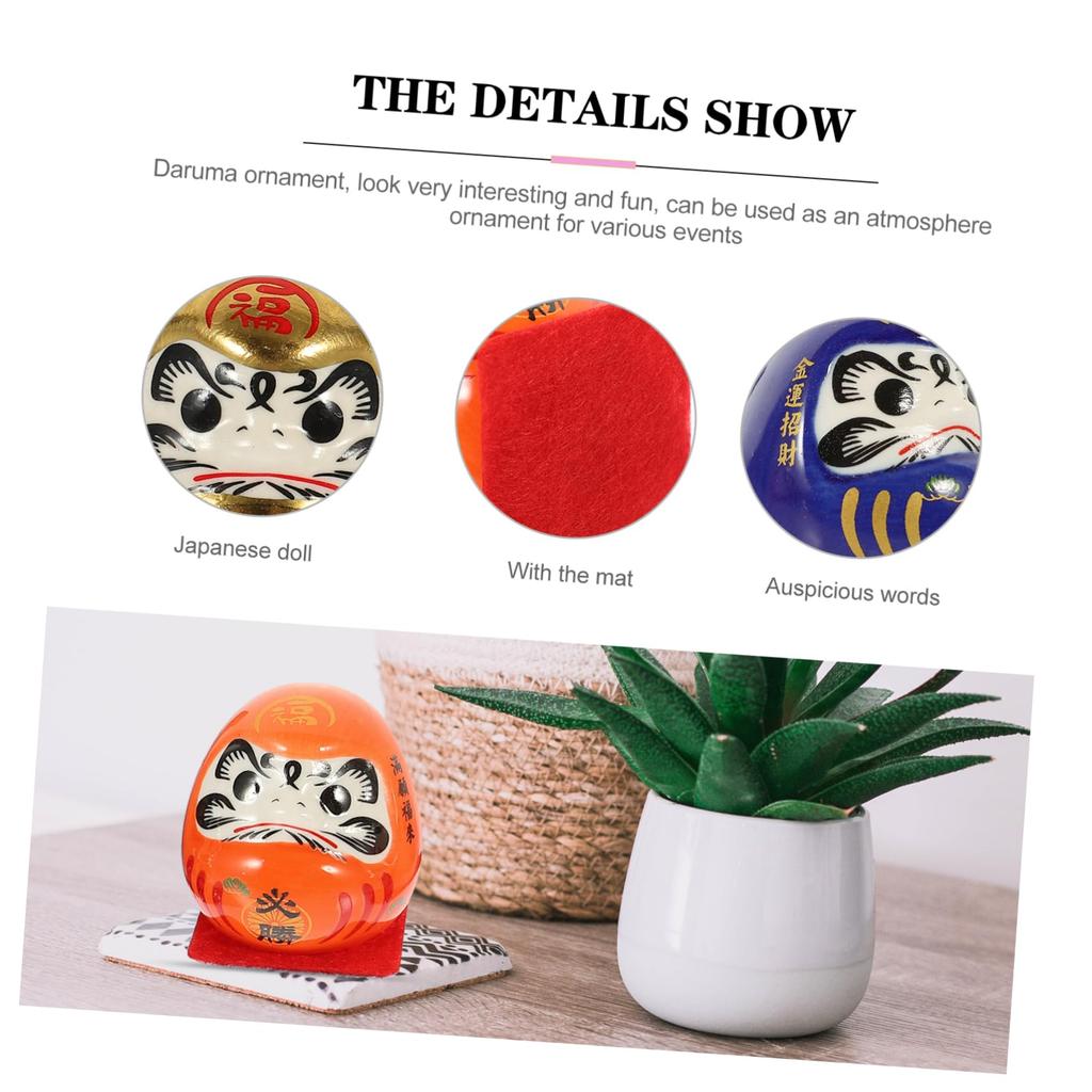 YARDWE Japanese Ceramic Daruma Egg Lucky Decorations for Car and Home Exquisite Traditional Crafts for Wealth and Set of 5 Figurines, Decor, Design,
