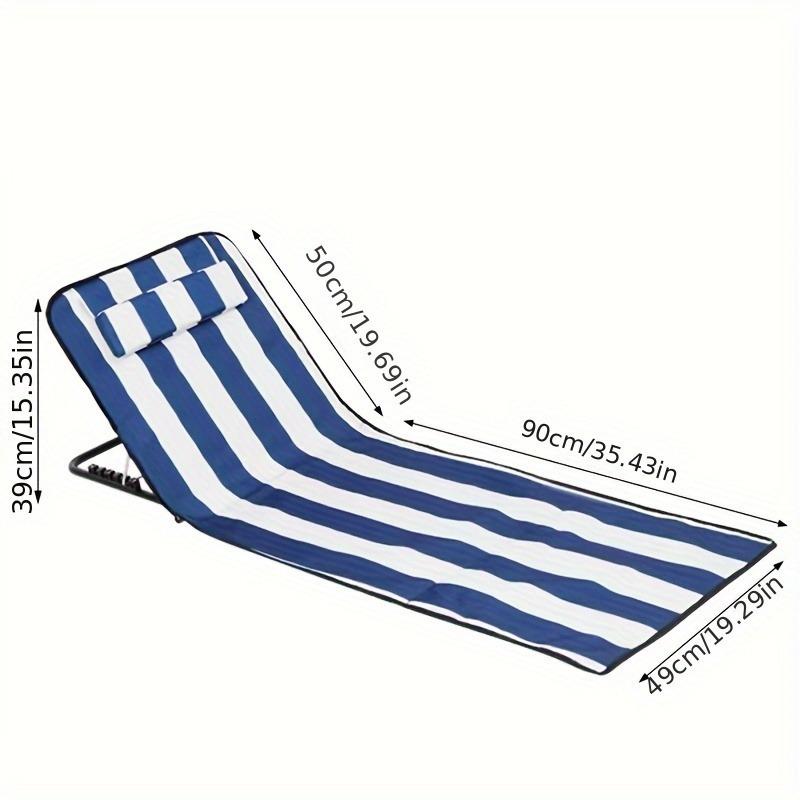 1pc Portable Outdoor Beach Sunbed Adjustable Height Beach Loungers Folding Chair