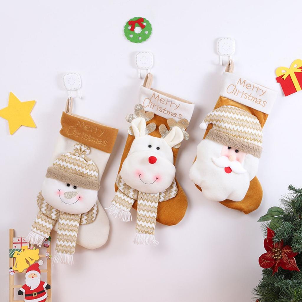 New Christmas Candy Bag Gift Bag Cute Cartoon Big Head Old Man Snowman Elk Christmas Socks Decorations