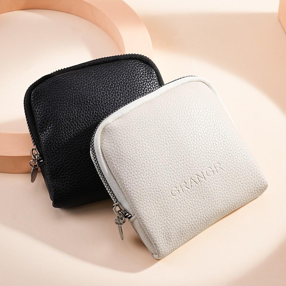 Portable Leather Storage Bag Multi-Compartment Solid Color Jewelry Organizer Multifunctional Small Wallet Outdoor