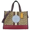Used Tote Bag Signature 4113 Canvas/leather Bordeaux Brown Shoulder
