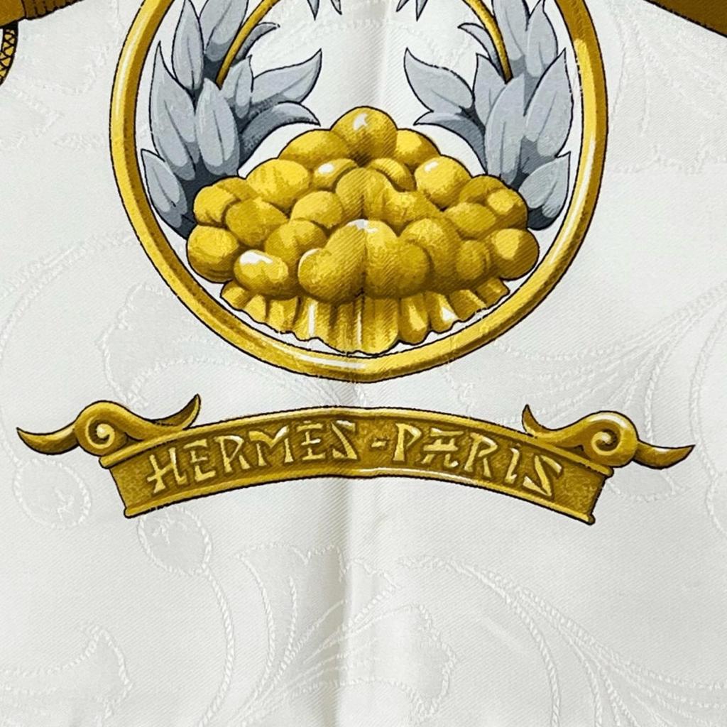 HERMES Calle 90 scarf white Women Daimyo Princes of the Land of the Rising Sun used
