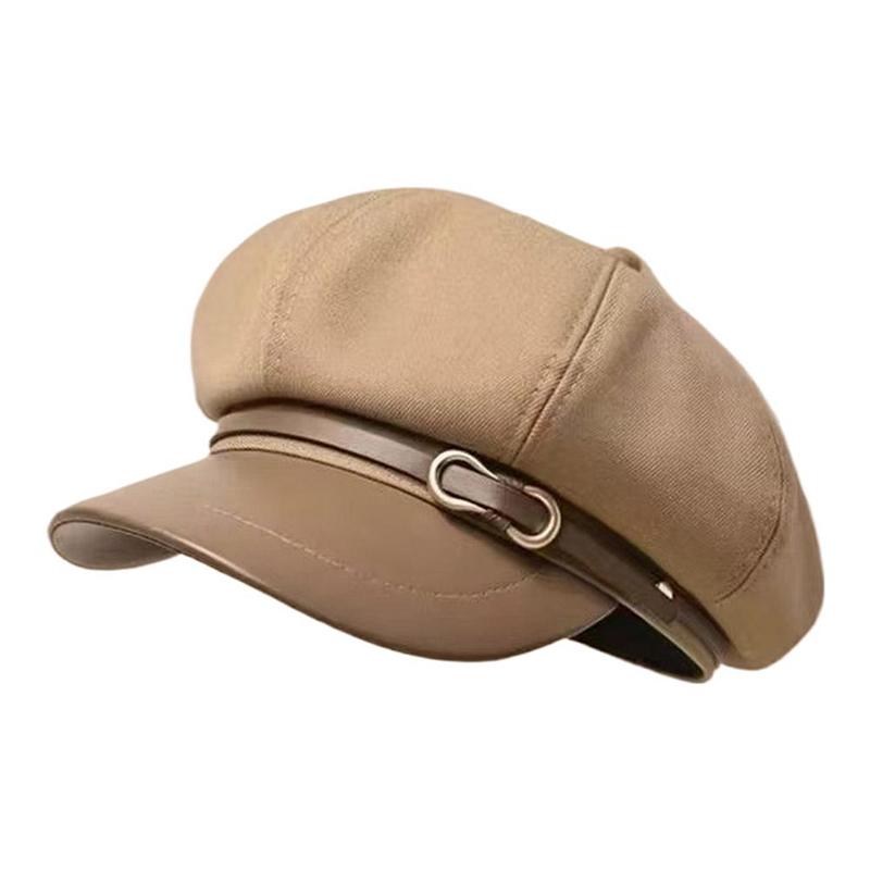 Retro British Style Beret For Women Versatile Octagonal Newsboy Cap For Big Head Circumference Spring Autumn Hat Women's Hat