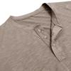American Style Men's Summer T-shirt Solid Short Sleeve Henry Shirt Buttoned Round Neck Top