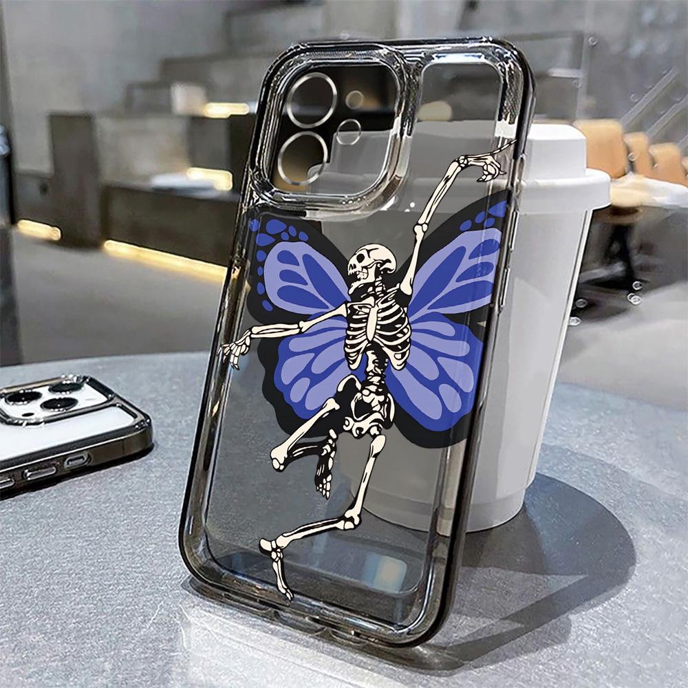 Gold Butterfly Phone Case For iPhone 17 16 15 11 13 12 14 Pro Max 16e Air 7 8 Plus XR SE 2022 2020 Soft TPU Transparent Cover