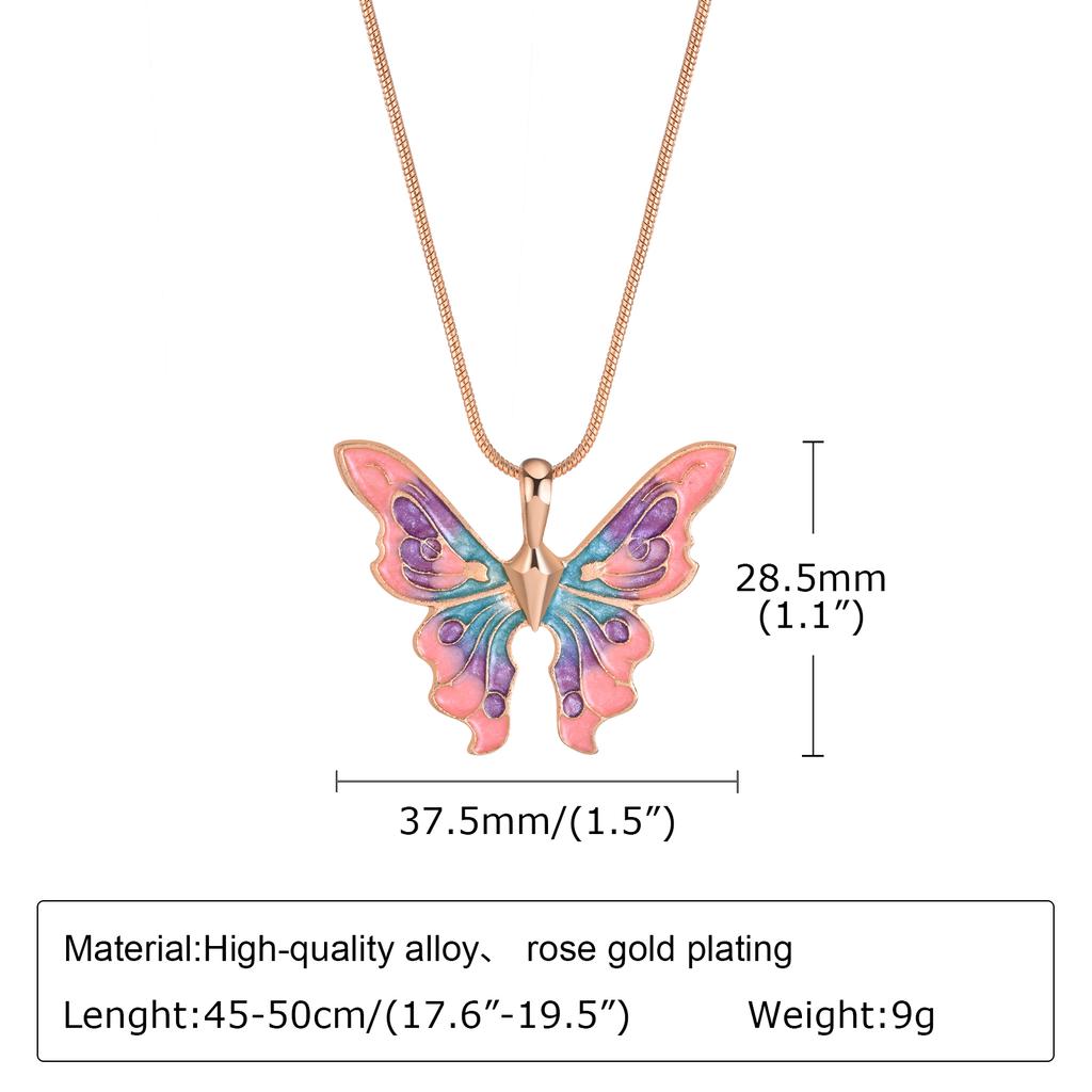 Stainless Steel Butterfly Charm Pendant Necklace for Women, Waterproof 18K Gold Plated Tarnish Free Summer Daily Layering