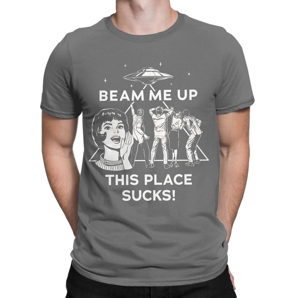 Retro Beam Me Up This Place Sucks TShirt Men Women  Novelty 100 Cotton Tees O Neck Short Sleeve T Shirt Gift Idea Clothes