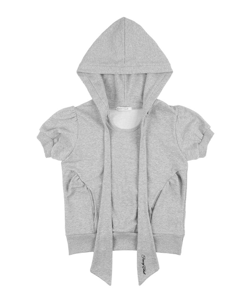 FANCY CLUB Puff Round Scarf Hoodie (Melange Gray)_F25Qb081