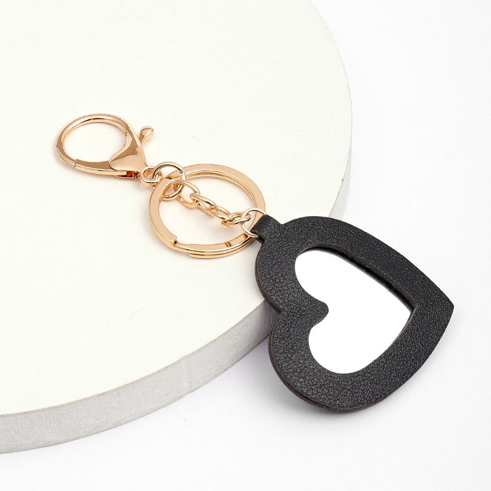 

Trinket Make Up Mirror Keychain Leather Makeup Mini Mirror Female Lady Girl білий