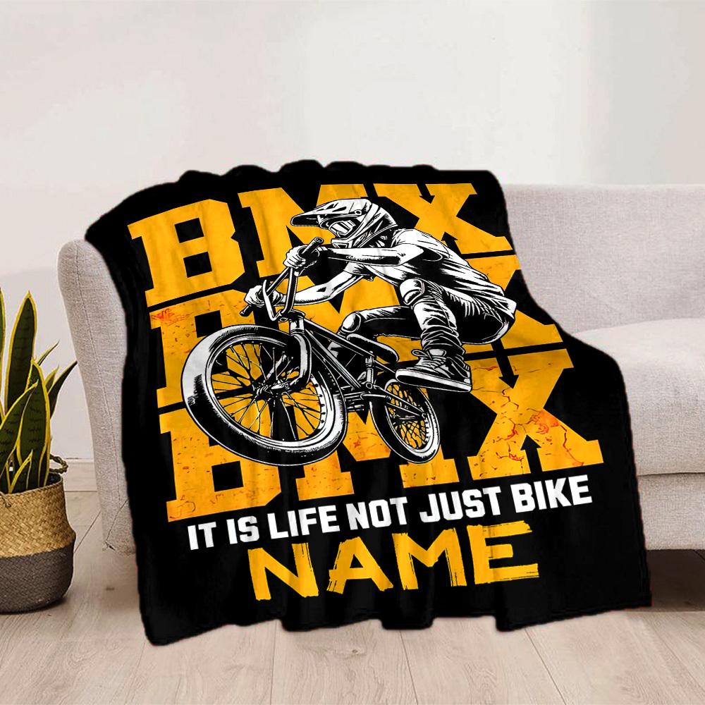 Bmx Bike Home Customize Your Name Blankets Comfortable Soft Lightweight Multiseasonal Blanket For Picnics Sofas Offices Beds Living Rooms Perfect Gift