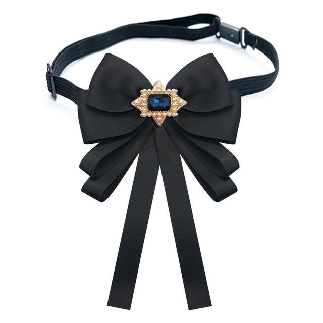 Spilla Fibbia Fiocco di Perle Tessuto Retrò Cravatta di Nastro Coreana Cravatta di Cristallo Accessori di Moda per Abbigliamento Donna