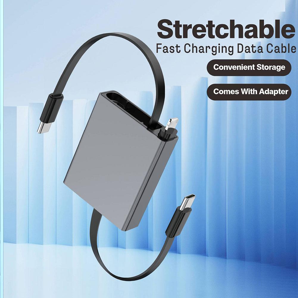 For Arrival Telescopic USB Cable Type C 66W PD 4 In 1 Data Cable Fast Charging Retractable For IPhone Samsung Mobile IPad Laptop