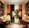 2 ks Digitálně tištěných závěsů, Oranžovo-černý patchwork vzor, Odvážný moderní geometrický styl pro obývací pokoj, ložnici, domácí dekoraci