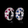 Jewelry Copper Bottom Gold-Plated Simulation Blue Spinel Red Corundum Ring Retro Wind Diamond Ring