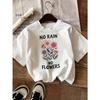 Rabbit Flower Series Print Summer Girls Clothes Tee Cotton Casual Childrens Tshirt Childrens Fashion Short Sleeved Shirt Tops