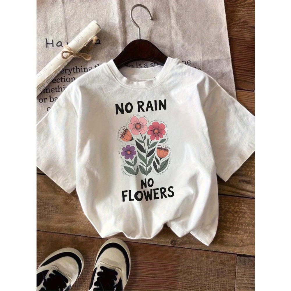 Rabbit Flower Series Print Summer Girls Clothes Tee Cotton Casual Childrens Tshirt Childrens Fashion Short Sleeved Shirt Tops