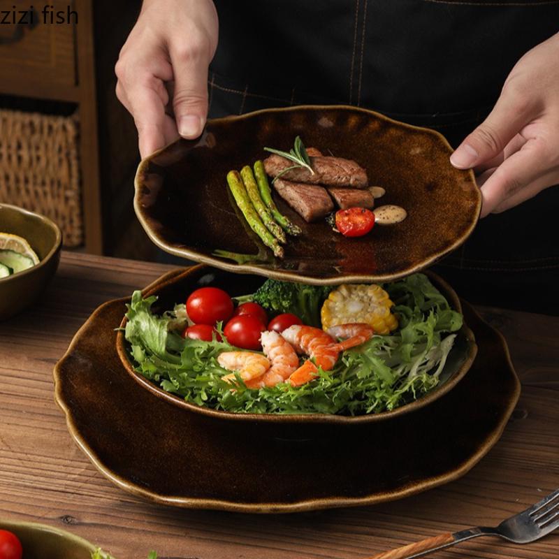 Ceramic Dinner Plate Western Steak Plates Dessert Bowl and Water Cup Pasta Dish Sushi Plate Serving Plates Soup Bowl Fruit Bowls